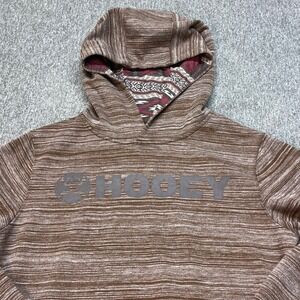 HOOEY Mens Lock Up Brown Striped Hoodie Sweatshirt Size S